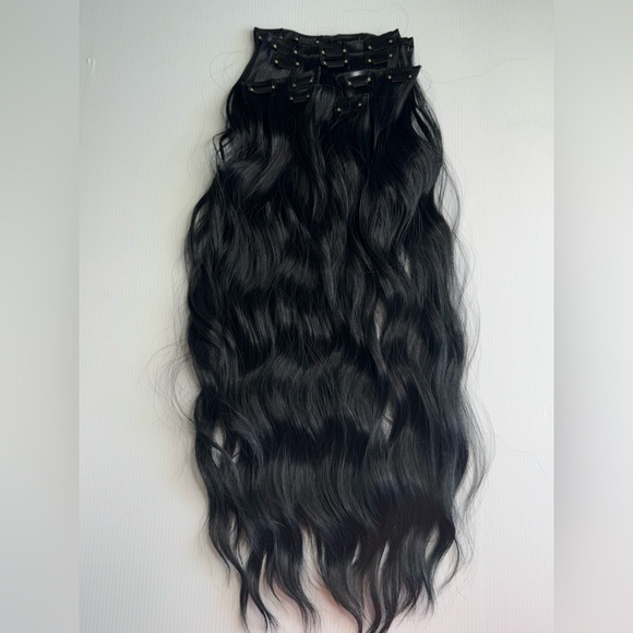 24 In Water Wave black Clip in Hair Extensions Set - Picture 7 of 11